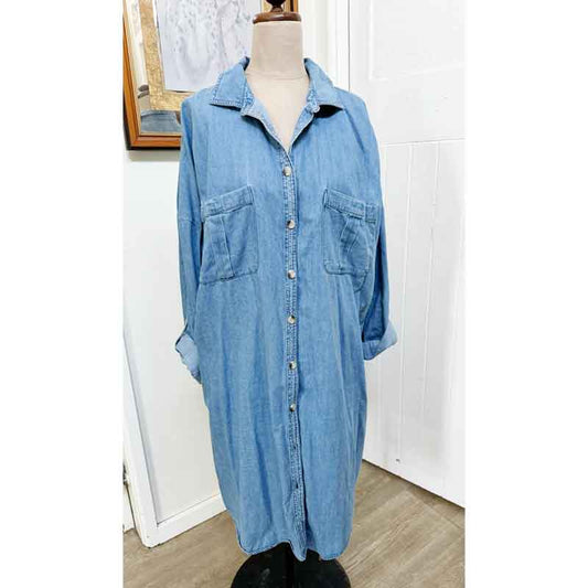 sz ? straight denim shirt dress