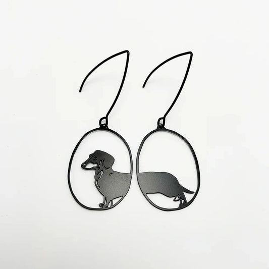 Black dachshunds mini dangle earrings