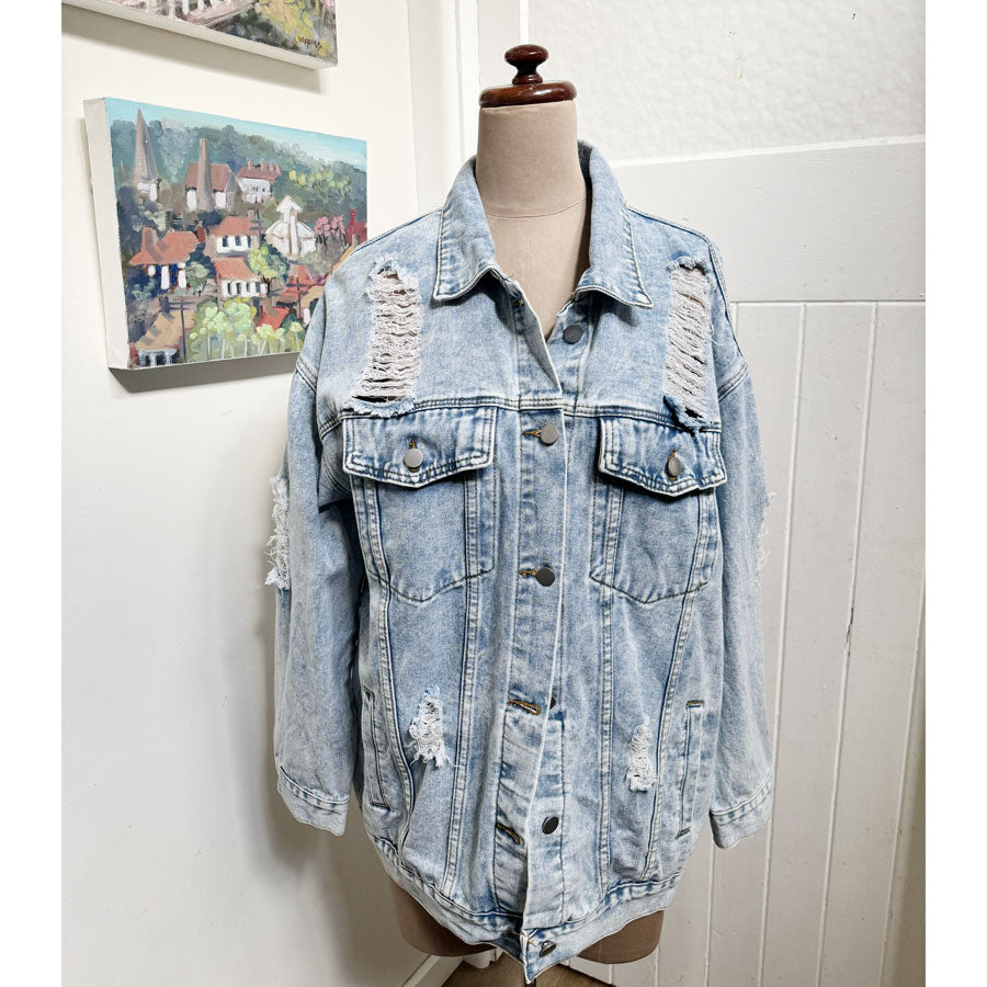 sz XL mens acid wash dragon jacket