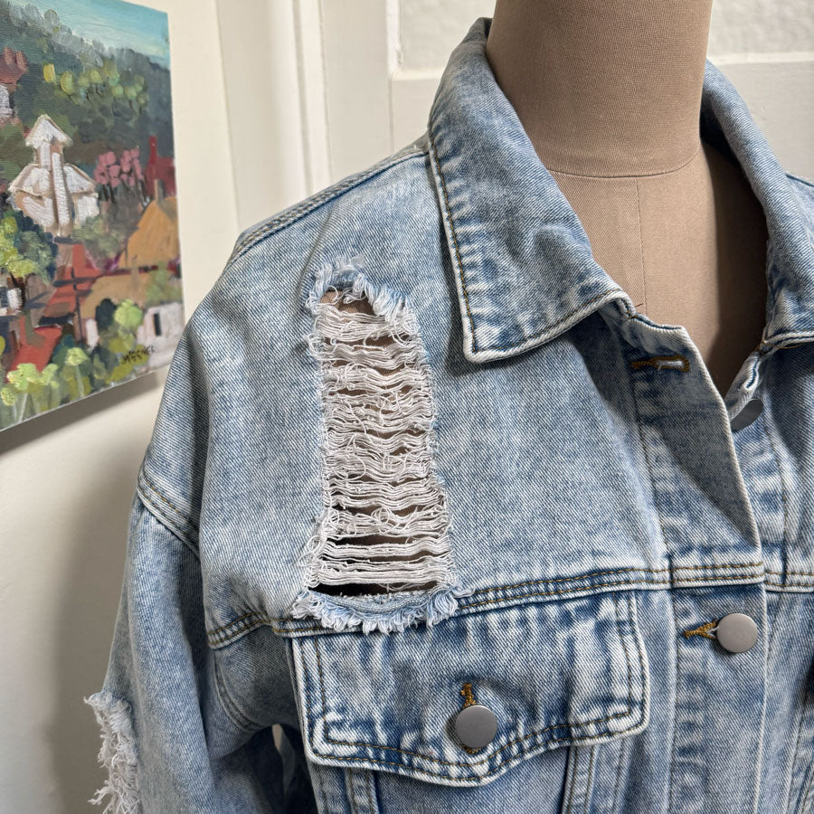 sz XL mens acid wash dragon jacket