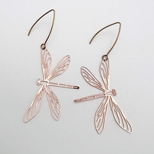 Dragonfly rose gold earrings