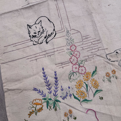 Unfinished embroidered apron