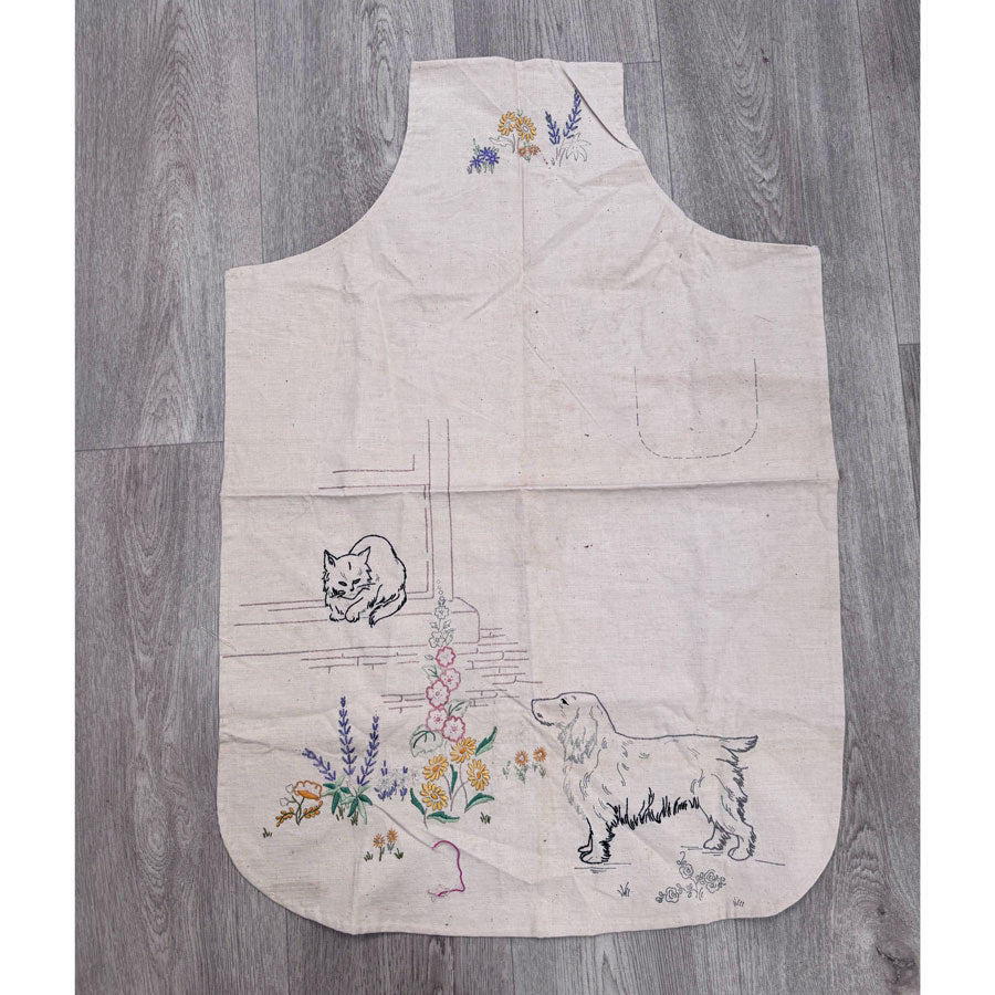 Unfinished embroidered apron
