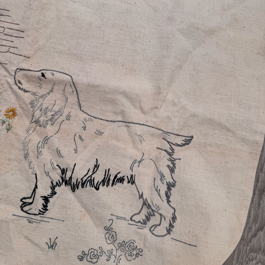 Unfinished embroidered apron