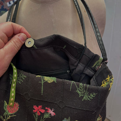 Embroidered black bag