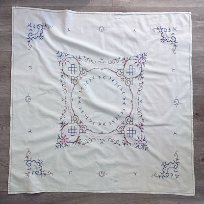 Pretty embroidered square tablecloth