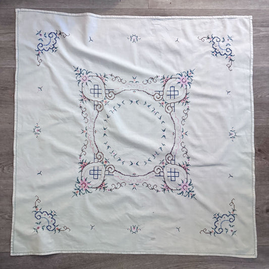 Pretty embroidered square tablecloth