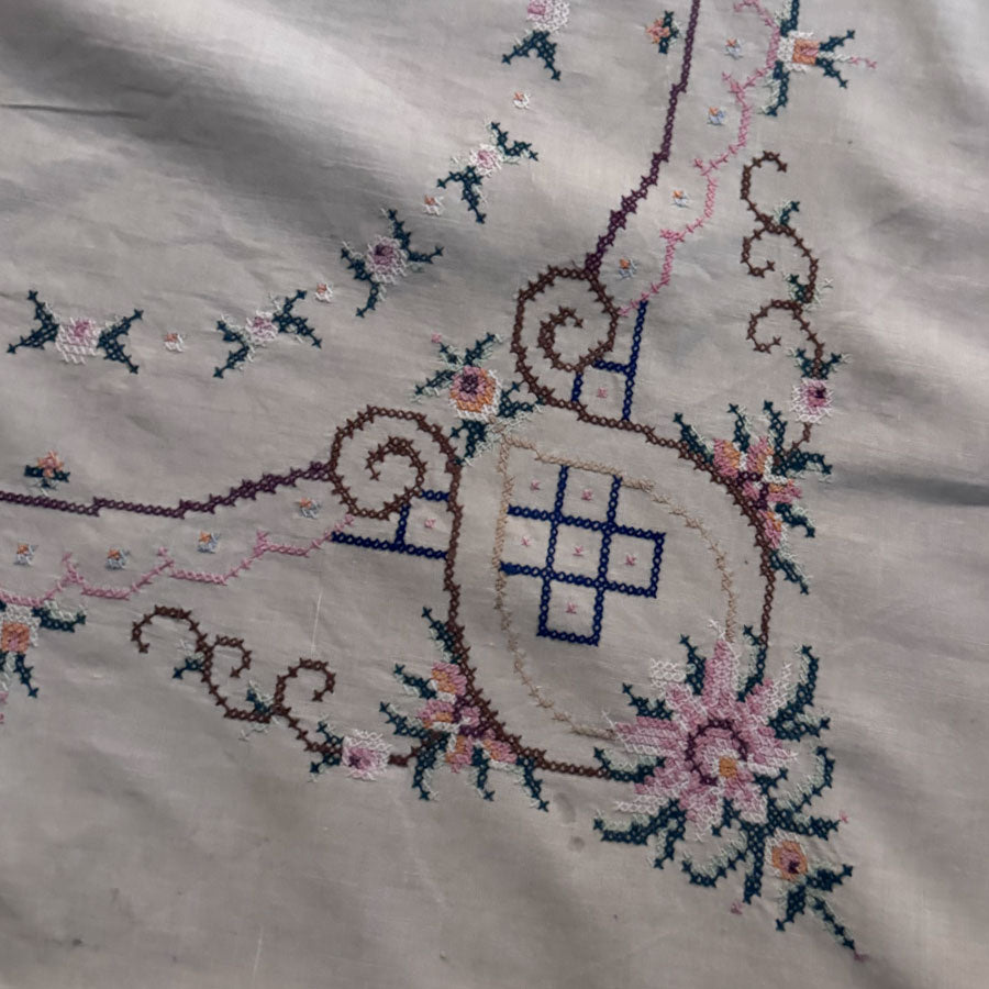 Pretty embroidered square tablecloth