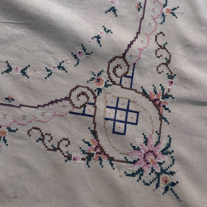 Pretty embroidered square tablecloth