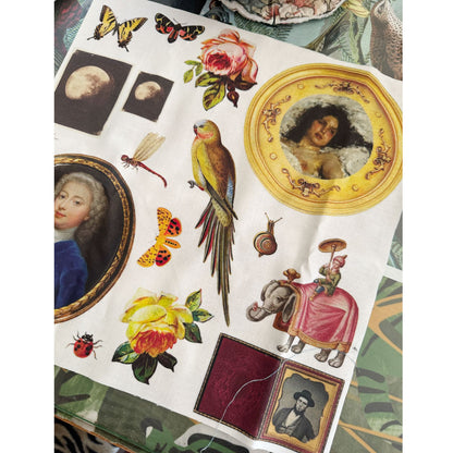 Ephemera vintage elements cotton panel