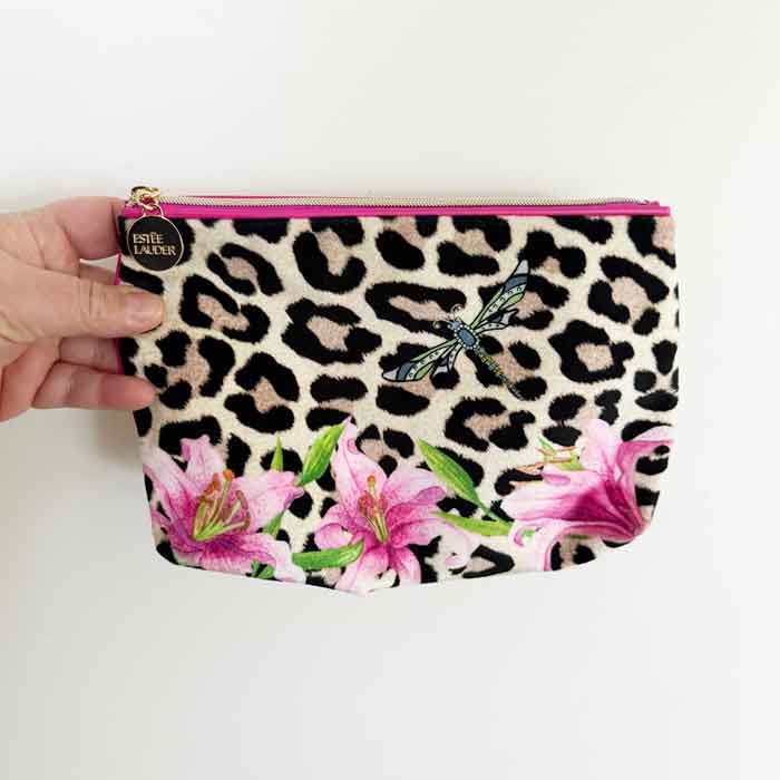 Estee Lauder leopard floral bag