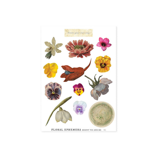 Mini cotton panel : Floral ephemera