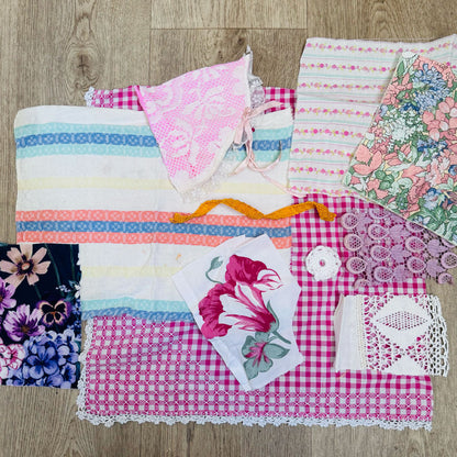 Slow stitch floral gingham pack
