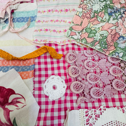 Slow stitch floral gingham pack
