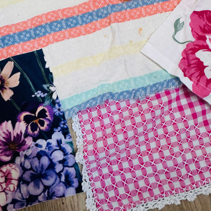 Slow stitch floral gingham pack