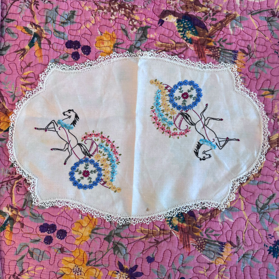 Large floral horse doilie