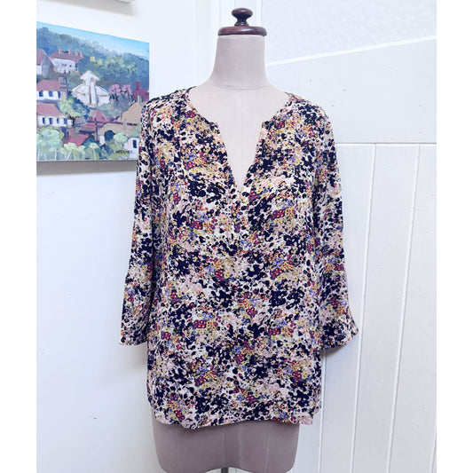 sz XL floral silk blouse