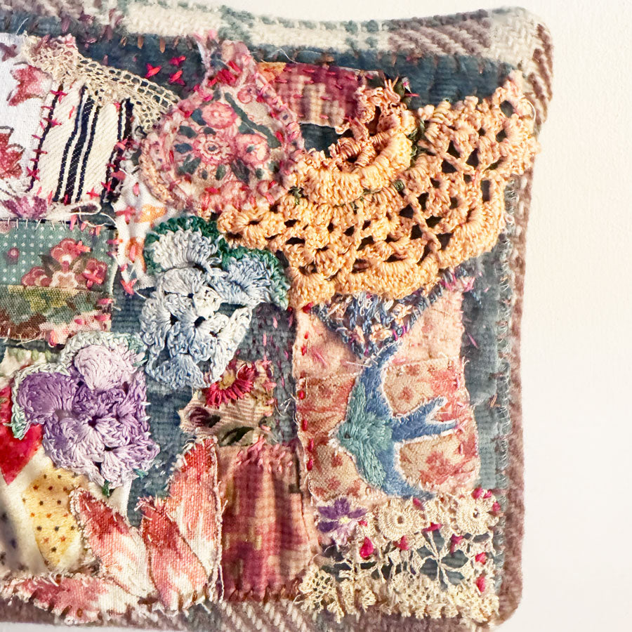 Crochet flower pouch