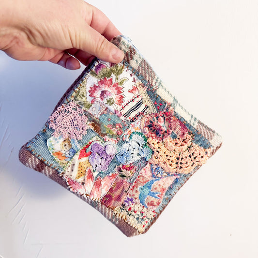 Crochet flower pouch