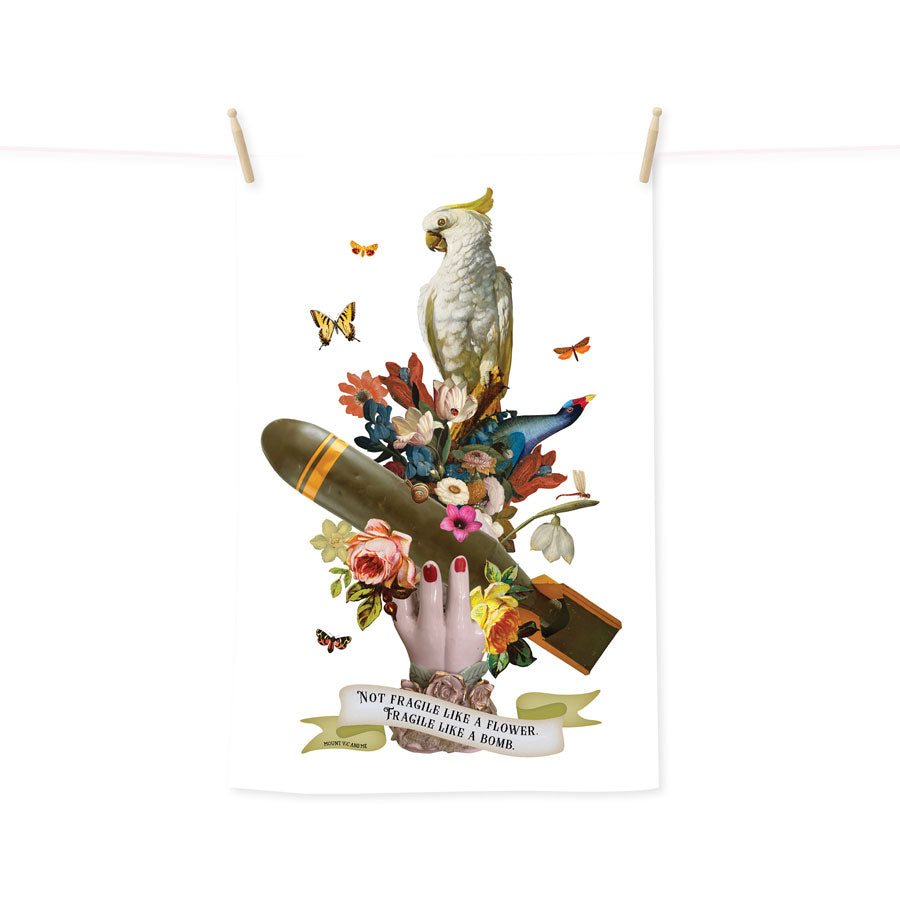 Fragile like a bomb tea towel