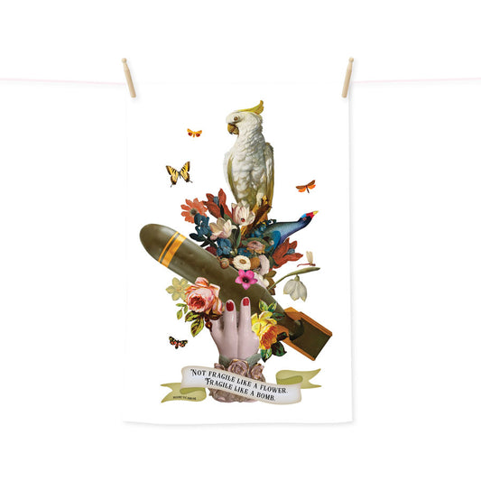Fragile like a bomb tea towel