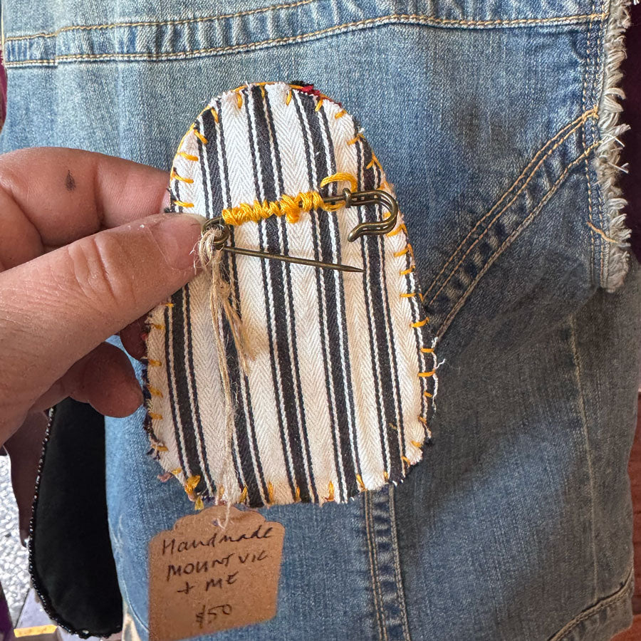 Frida slow stitched brooch 2