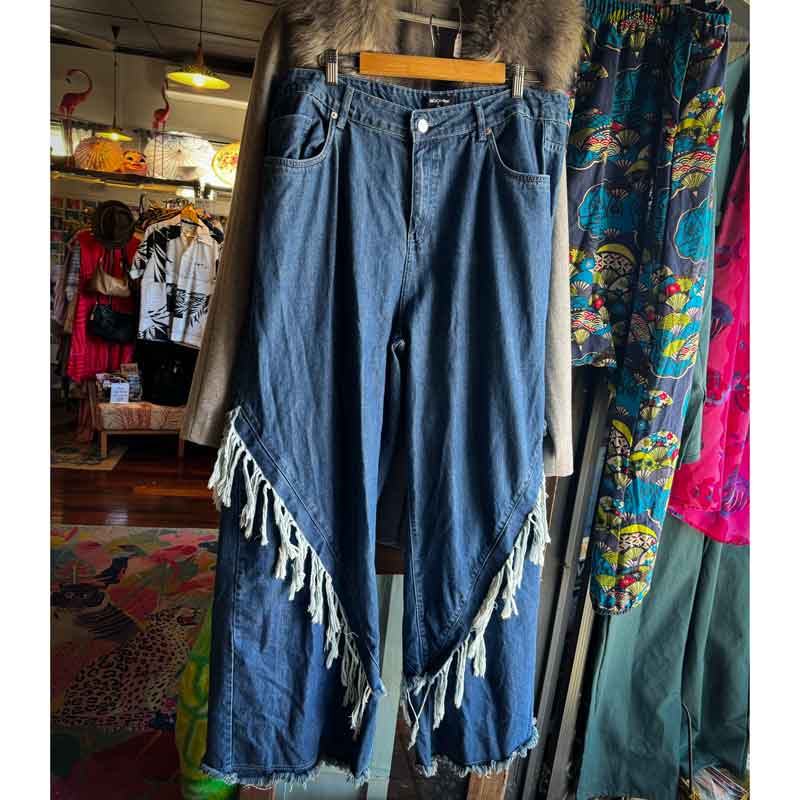 sz 18+ wide leg fringed jeans