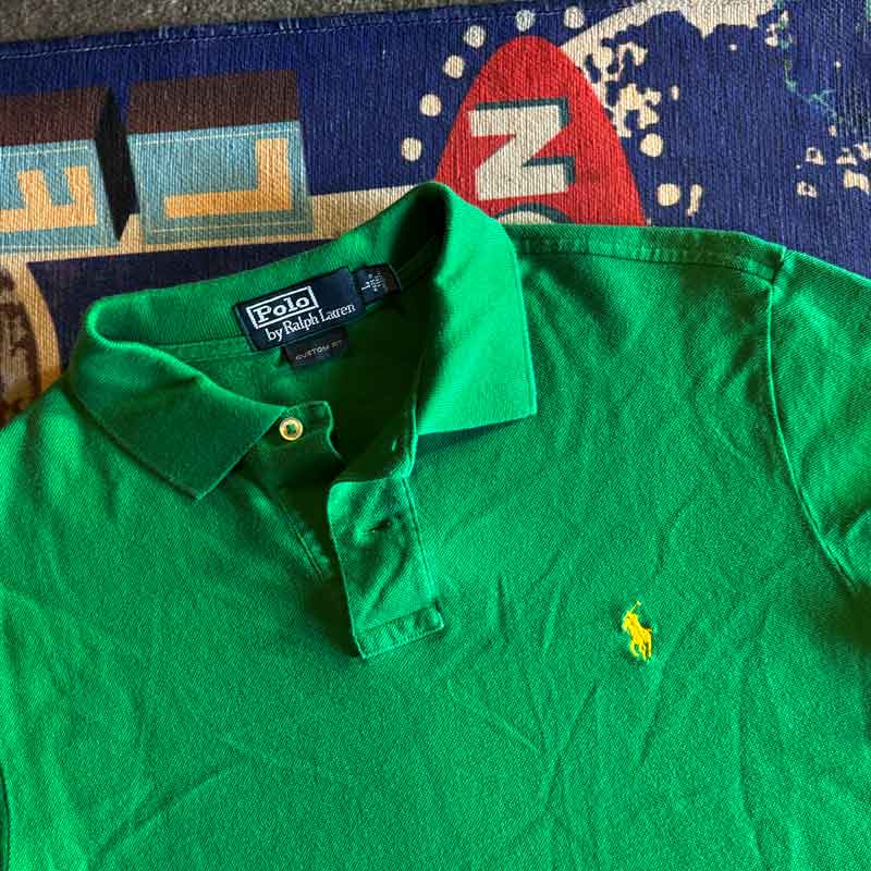 sz L frog green Polo shirt