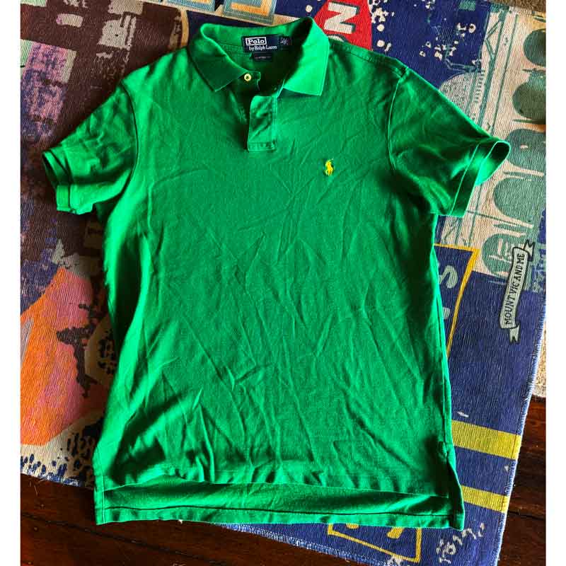 sz L frog green Polo shirt