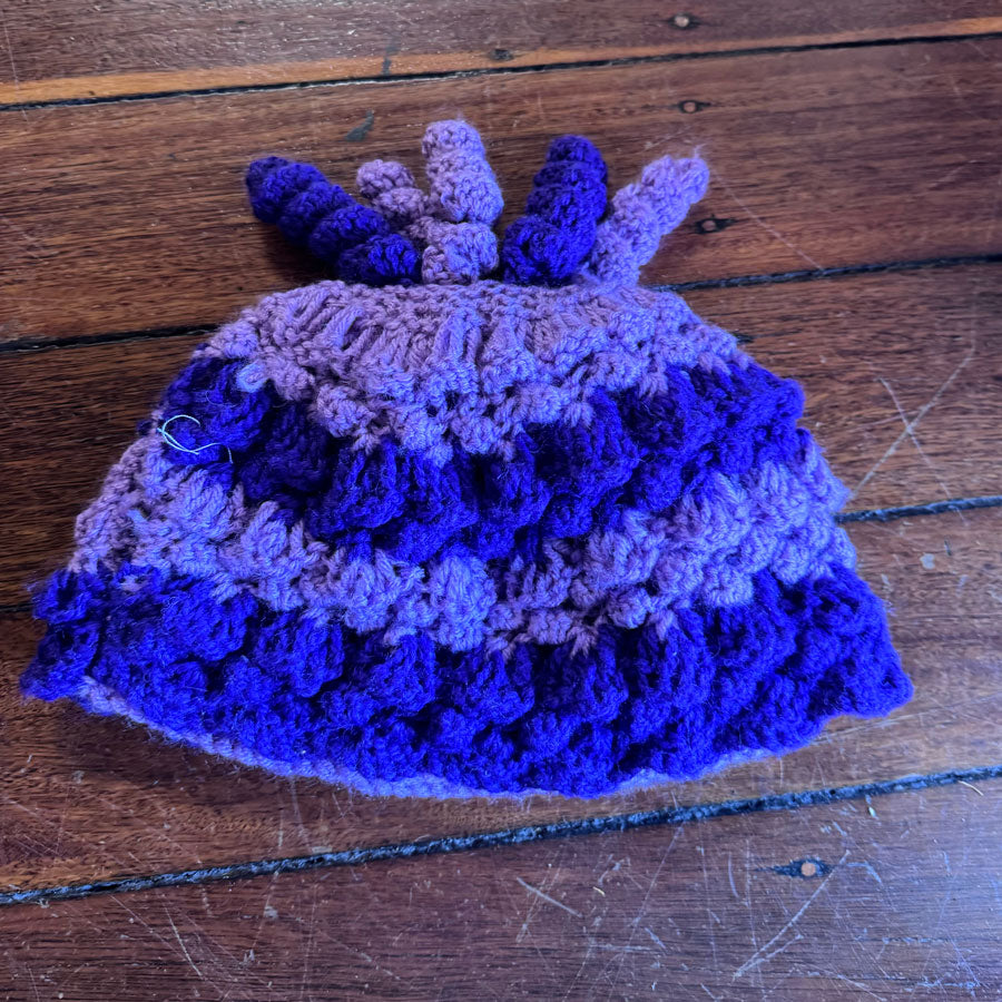 Funky purple striped teapot cosy