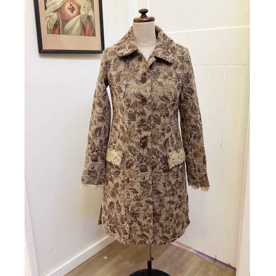 sz S-M sparkly brocade upholstery coat