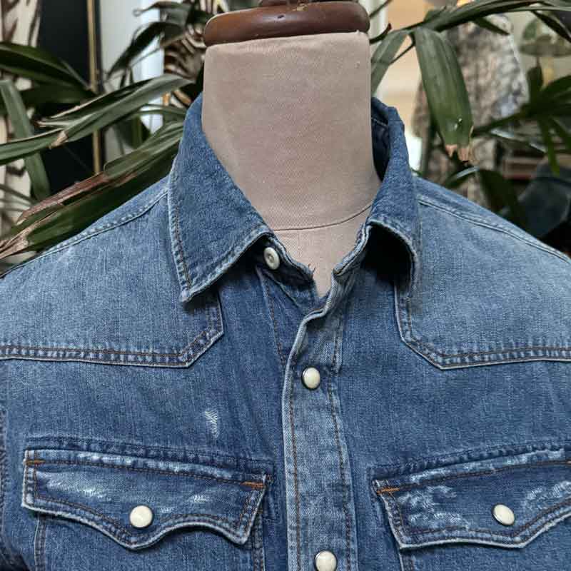 sz S G Star raw denim distressed shirt