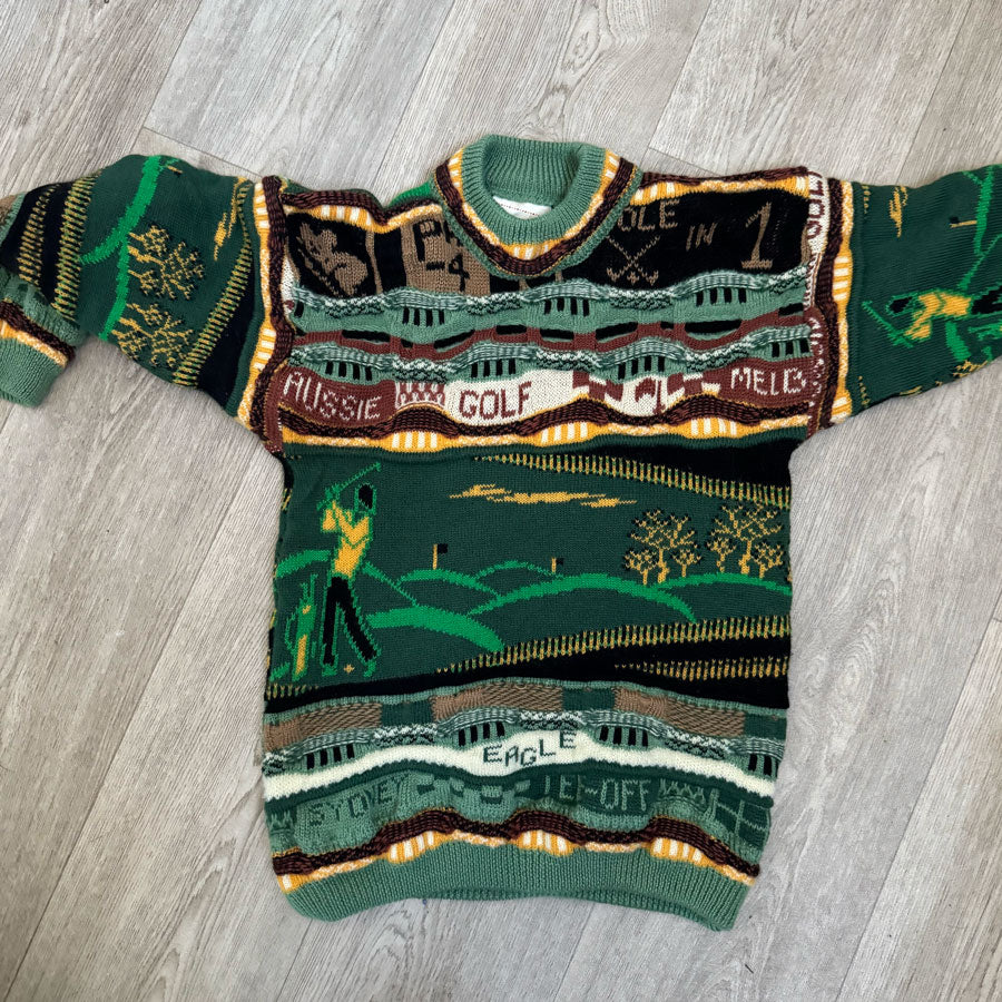 1980s chunky knit golf jumper