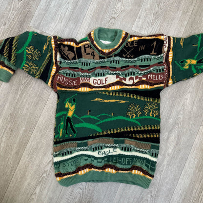 1980s chunky knit golf jumper