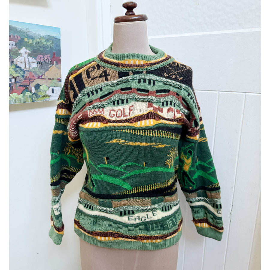 1980s chunky knit golf jumper