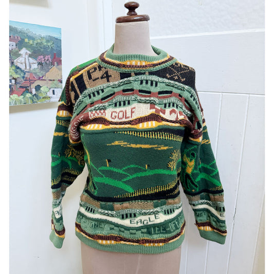 1980s chunky knit golf jumper