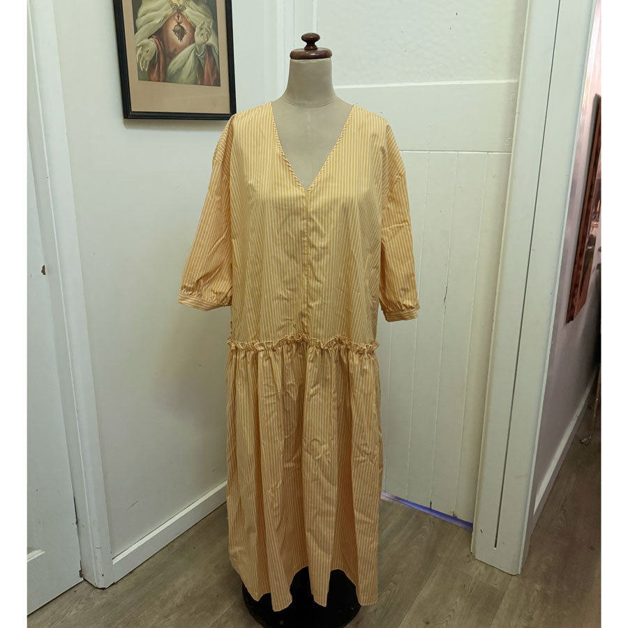 sz 16 orange striped drop waist dress