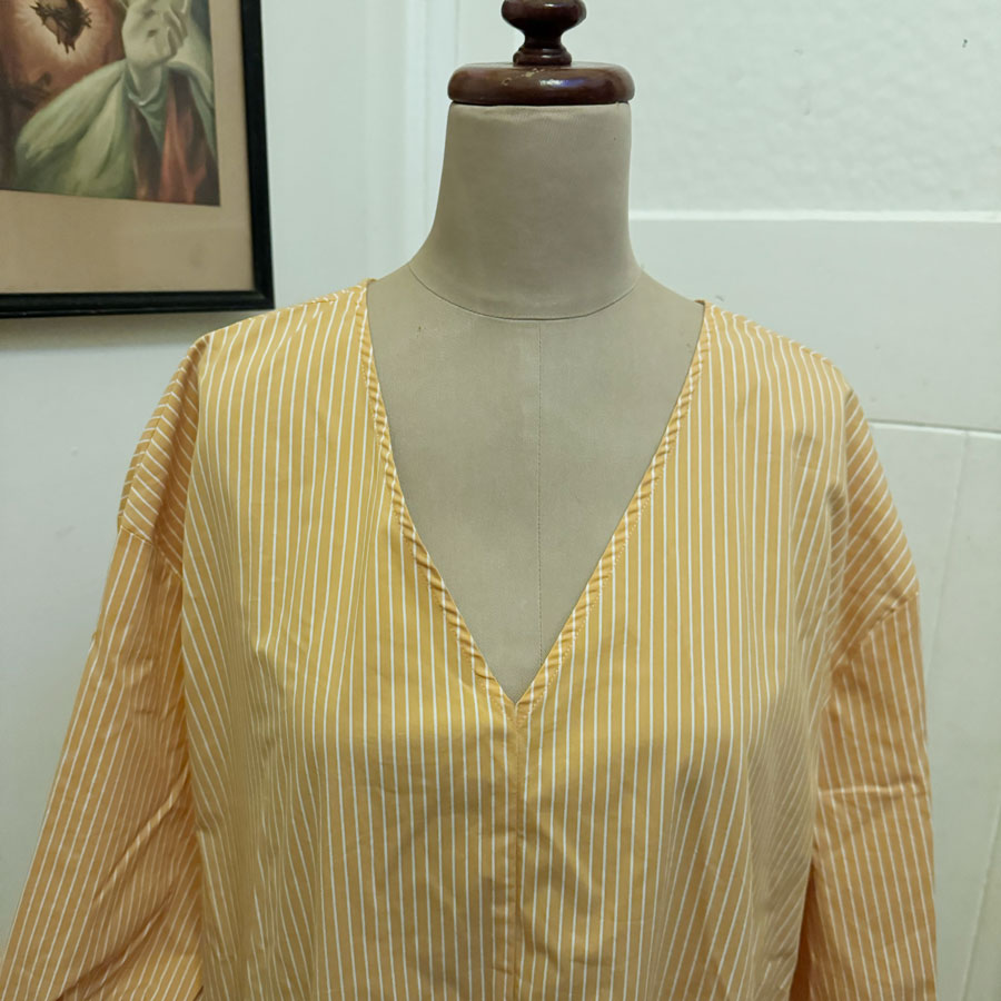 sz 16 orange striped drop waist dress