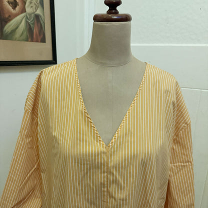 sz 16 orange striped drop waist dress