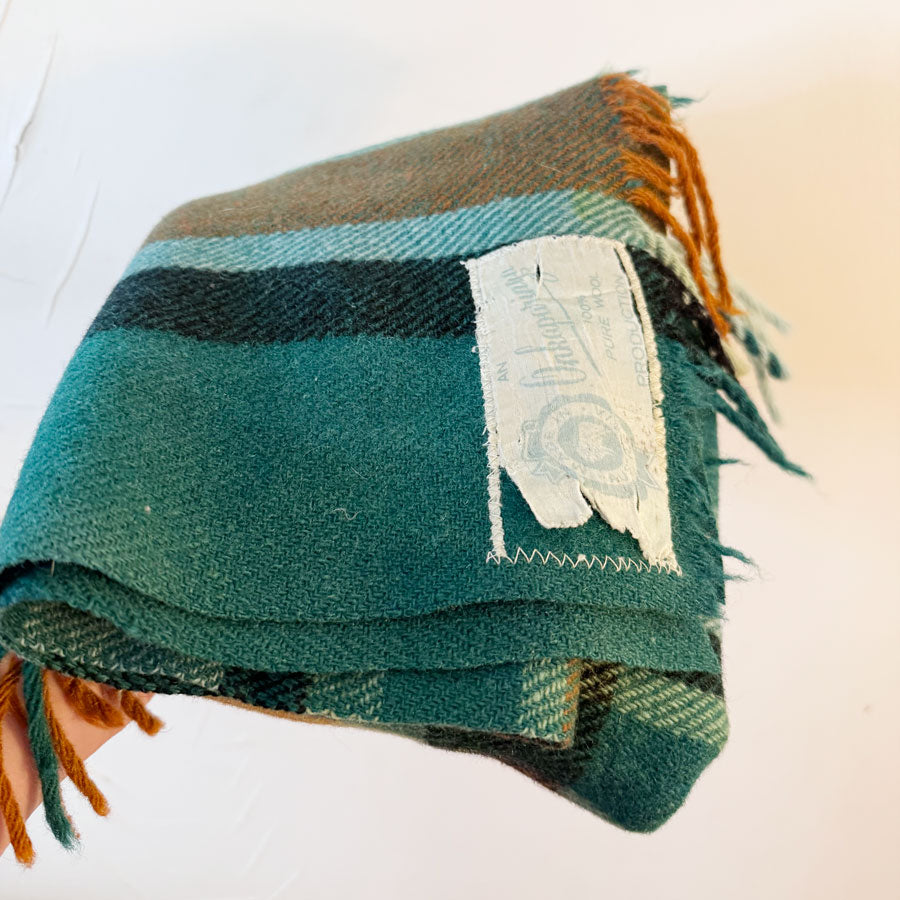 Blanket remnant : dark green check blanket