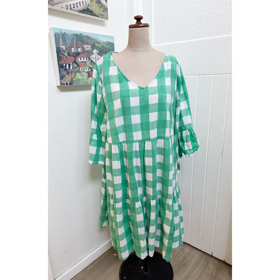 sz 20 Orientique green check dress