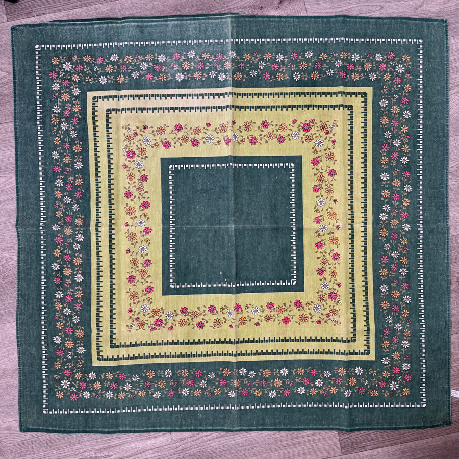 Retro green floral tablecloth