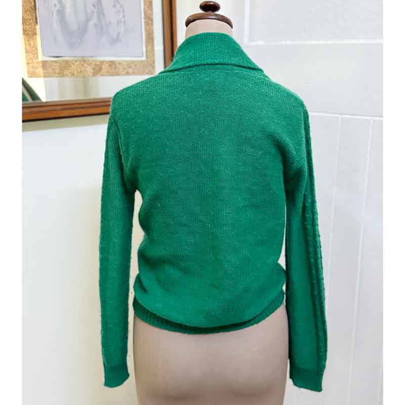 sz S green wool cardigan