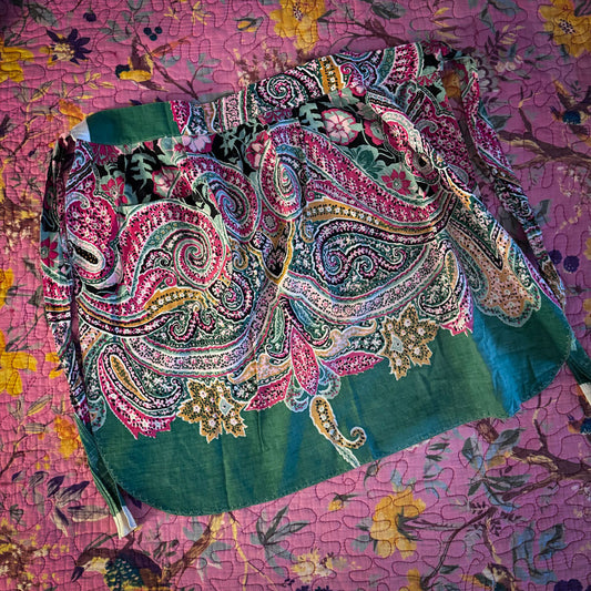 Green retro paisley apron