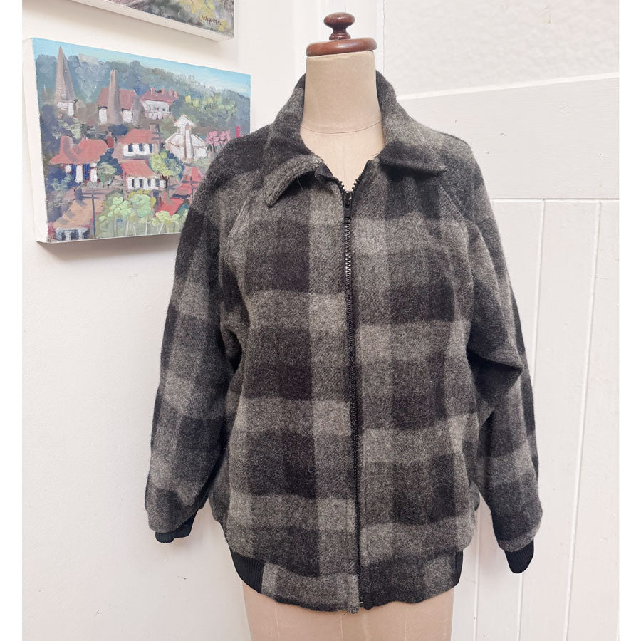 sz XL grey wool check jacket