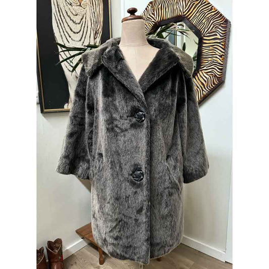 Grey faux fur coat