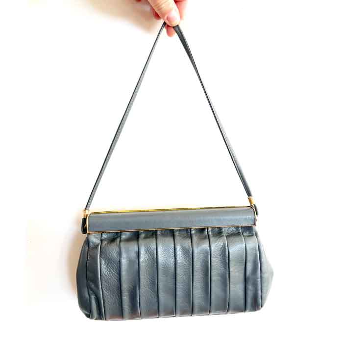 80's grey leather handbag