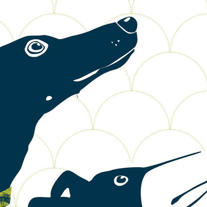 Greyhound Love navy tea towel LIMITED EDITION