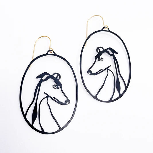 Greyhound dangle earrings