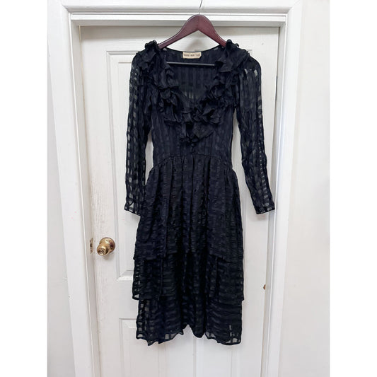 Designer Hanae Mori black cocktail dress